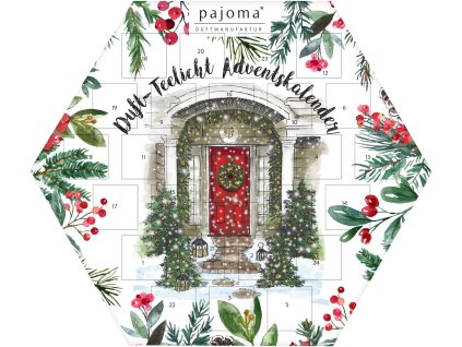 Adventný kalendár – 24 vonných čajových sviečok so skleneným svietnikom v darčekovom balení