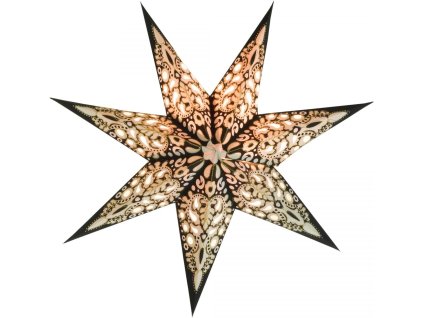 Svietiaca vianočná hviezda 60 cm – čierna so zlatým vitrážnym vzorom