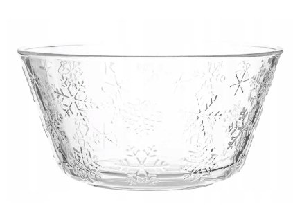 Číra sklenená miska s reliéfnymi vločkami – ideálna na ovocie, dezerty či drobné pochúťky
