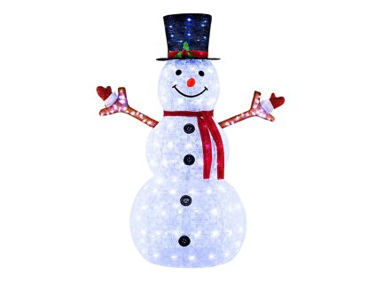 LED snehuliak 184 cm – podsvietená vianočná dekorácia na bielom pozadí