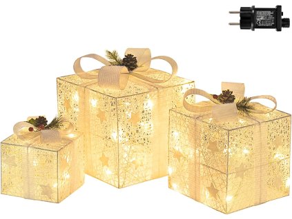 LED darčekové boxy vianočná dekorácia – svietiace darčeky pod stromčekom