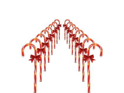 Detail LED cukrovej paličky – jasné LED perly, dekoratívna mašľa a napájací adaptér