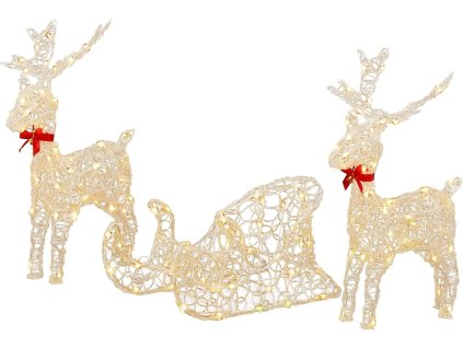 LED vianočná sada sobov so saňami s 150 LED diódami – svetelná dekorácia