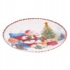 Vianočný dezertný tanier List pre Mikuláša – porcelán s motívom Santu pri stromčeku a darčekoch
