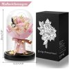 Rozmery ružovej večnej kytice v skle s LED osvetlením a darčekové balenie