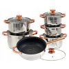 Nerezová 12-dielna sada hrncov s granitovou panvicou a pokrievkami
