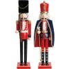 Sada dvoch vianočných luskáčikov – kráľ a vojak, drevené figúrky v červeno-modrom prevedení s detailmi zlata a zamatovým plášťom