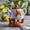 Porcelánový čajník s líškou 1 l – s ohrievačom pre útulné chvíle