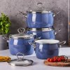 Smaltované hrnce 4 ks s pokrievkami – jemne modré, elegantné