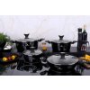 Súprava hrncov a hlbokej panvice 4 ks s pokrievkami – čierna mramorová úprava