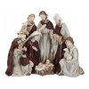Poklona troch mudrcov pri Svätej rodine, ručne maľovaná dekorácia v bordovo-zlatých tónoch, výška 23,5 cm