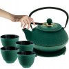 Liatinový čajový set v zelenej farbe – čajník 900 ml a 4 misky 100 ml