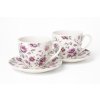 Darčeková porcelánová sada na kávu – romantické ruže, 2 šálky a tanieriky