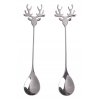 Strieborné vianočné lyžičky s tvarovaným motívom parožia – elegantná súprava 2 kusov