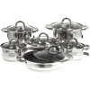 12-dielna sada nerezových hrncov s panvicou a sklenenými pokrievkami
