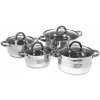 12-dielna sada nerezových hrncov s panvicou a sklenenými pokrievkami