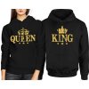 Čierne mikiny pre páry King & Queen so zlatou potlačou