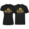 Párové tričká King & Queen s korunkou – čierne tričko so zlatou potlačou