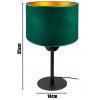 Stolová lampa Emerald Glow – smaragdové zamatové tienidlo so zlatým vnútrom