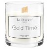 Vonná sviečka La Perriere – Gold Time s dreveným knôtom, sójový vosk, 75 hodín