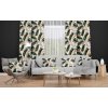 Zatemňovací záves Jungle Tropic White – monstera, palmové listy a zlaté akcenty