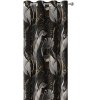 Zatemňovací záves Urban Jungle Black – čierno-zlaté listy s metalickým efektom