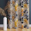 Zatemňovací záves Sunny Leaves – moderný listový vzor v žltej, sivej a krémovej