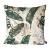 Obliečka na vankúš Jungle Tropic White – monstera, palmové listy a zlaté akcenty