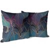Obliečka na vankúš Emerald Night – listový vzor v petrolejovej, fialovej a zelenej