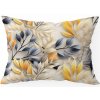 Obliečka na vankúš Sunny Leaves – moderný listový vzor v žltej, sivej a krémovej