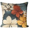 Obliečka na vankúš Floral Vibe – 3D kvetinový vzor v teplých a modrosivých tónoch