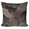 Obliečka na vankúš Copper Luxe – čierno-medený listový vzor s geometrickým efektom