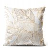Obliečka na vankúš Golden Lines – elegantný listový vzor v zlatej na bielom podklade
