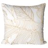 Obliečka na vankúš Golden Lines – elegantný listový vzor v zlatej na bielom podklade
