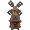 Drevený záhradný veterný mlyn 85 cm – antracyt, teak - s LED alebo bez LED