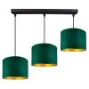 Závesné svietidlo Emerald Glow – trojité prevedenie so smaragdovým velúrom a zlatým vnútrom, 2 varianty