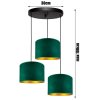 Závesné svietidlo Emerald Glow – trojité prevedenie so smaragdovým velúrom a zlatým vnútrom, 2 varianty