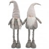 Vianočný pár škriatkov v sivej farbe – dekorácia s dlhými teleskopickými nohami, zapletenými vrkôčikmi a bradou, výška 90 cm