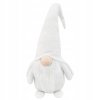 Vianočný škriatok v bielom pletenom oblečení a s dlhou čiapkou – severská zimná dekorácia 50 cm