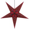 Vianočná hviezda 60 cm – červená závesná dekorácia s čierno-ružovým vitrážnym vzorom zhasnutá
