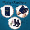 Elegantná darčeková krabička Merry Christmas so sklenenými ozdobami a ponožkami s motívom vína a šampanského