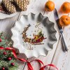 Porcelánová vianočná misa Santa na saniach – elegantná misa so zlatými detailmi, ideálna na podávanie vianočných koláčikov a dezertov