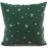 Zadná strana vianočnej obliečky so smaragdovým podkladom a bielymi snehovými vločkami – 40x40 cm