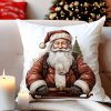 Vianočná obliečka Santa Claus – biela sviatočná dekorácia s Mikulášom a stromčekom, ideálna do obývačky, spálne či ako darček na Vianoce