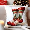 Dekoračný vankúš s vianočnými ponožkami v červeno-zelených farbách s ihličím a bobuľkami – 40x40 cm