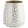 Dekoračná váza bielo-zlatá s efektom trhlín a možnosťou využitia ako lampáš