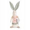 Textilný veľkonočný zajačik 55 cm v ružových šatách s vajíčkom