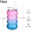 Plastový pohár s viečkom a slamkou v ružovo-modrom gradiente 500 ml