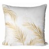 Obliečka na vankúš Golden Palm – zlatisté palmové listy na bielom podklade