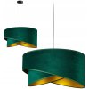 Závesné svietidlo Emerald Glow – dizajnové prekrížené tienidlo so smaragdovým velúrom a zlatým vnútrom